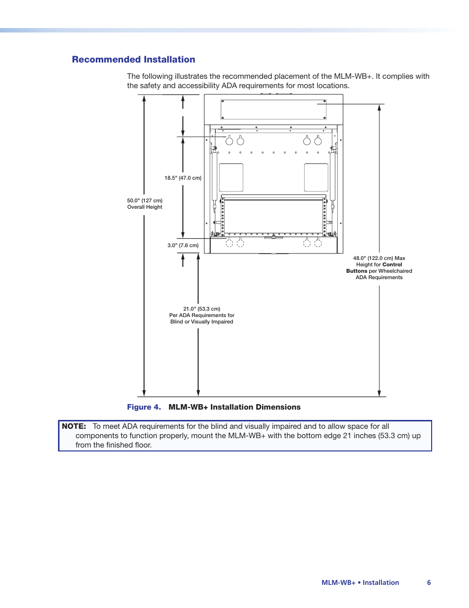 Recommended installation | Extron Electronics MLM-WB+ User Manual | Page 12 / 27