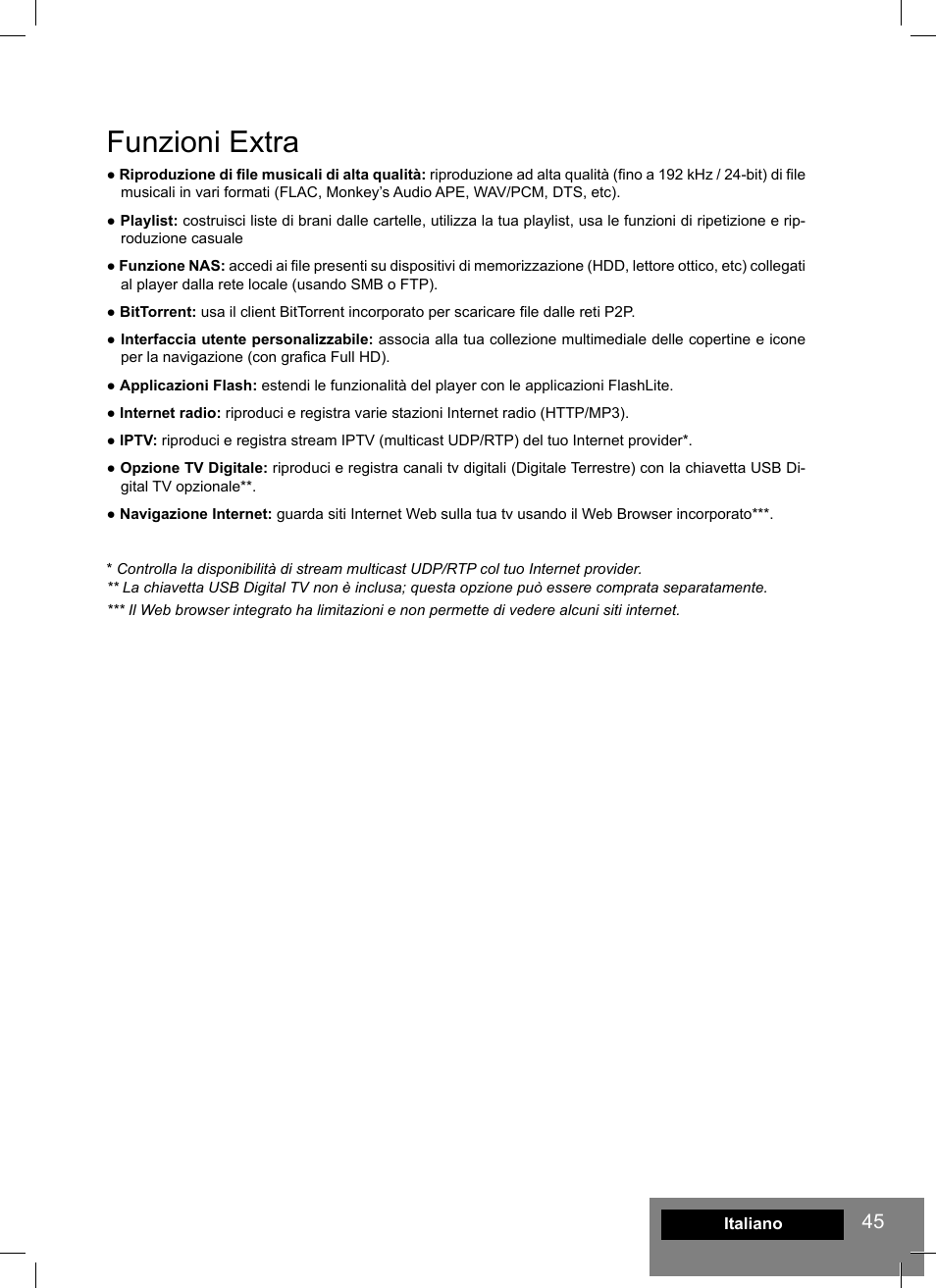 Funzioni extra | DUNE HD Smart H1 User Manual | Page 45 / 76