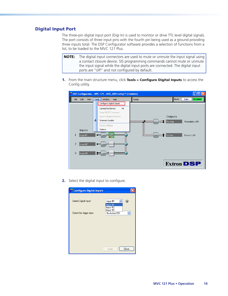 Digital input port | Extron Electronics MVC 121 Plus User Guide User Manual | Page 20 / 63