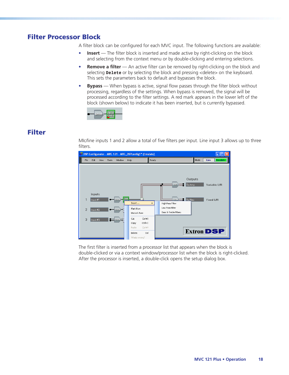Filter processor block, Filter | Extron Electronics MVC 121 Plus User Guide User Manual | Page 24 / 63