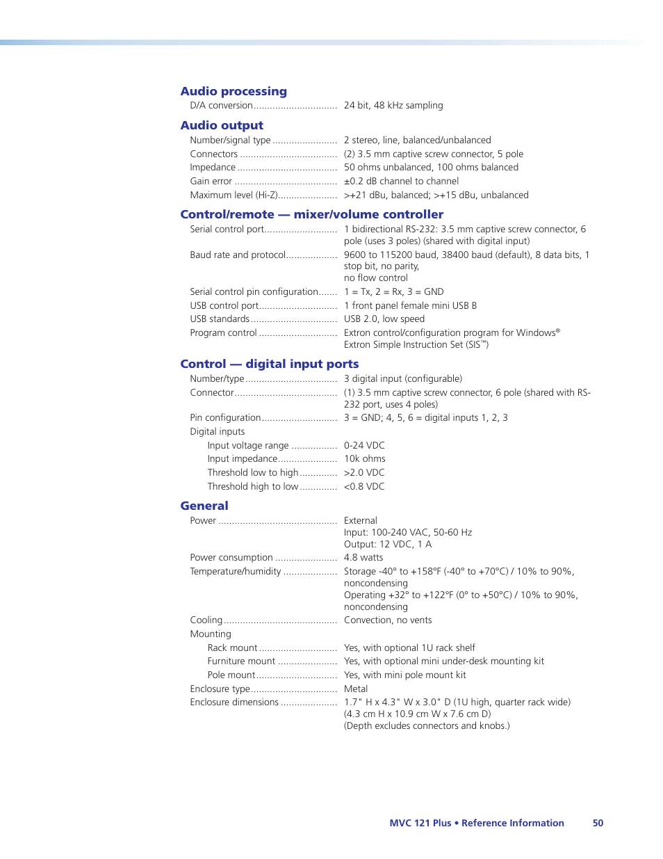 Extron Electronics MVC 121 Plus User Guide User Manual | Page 56 / 63