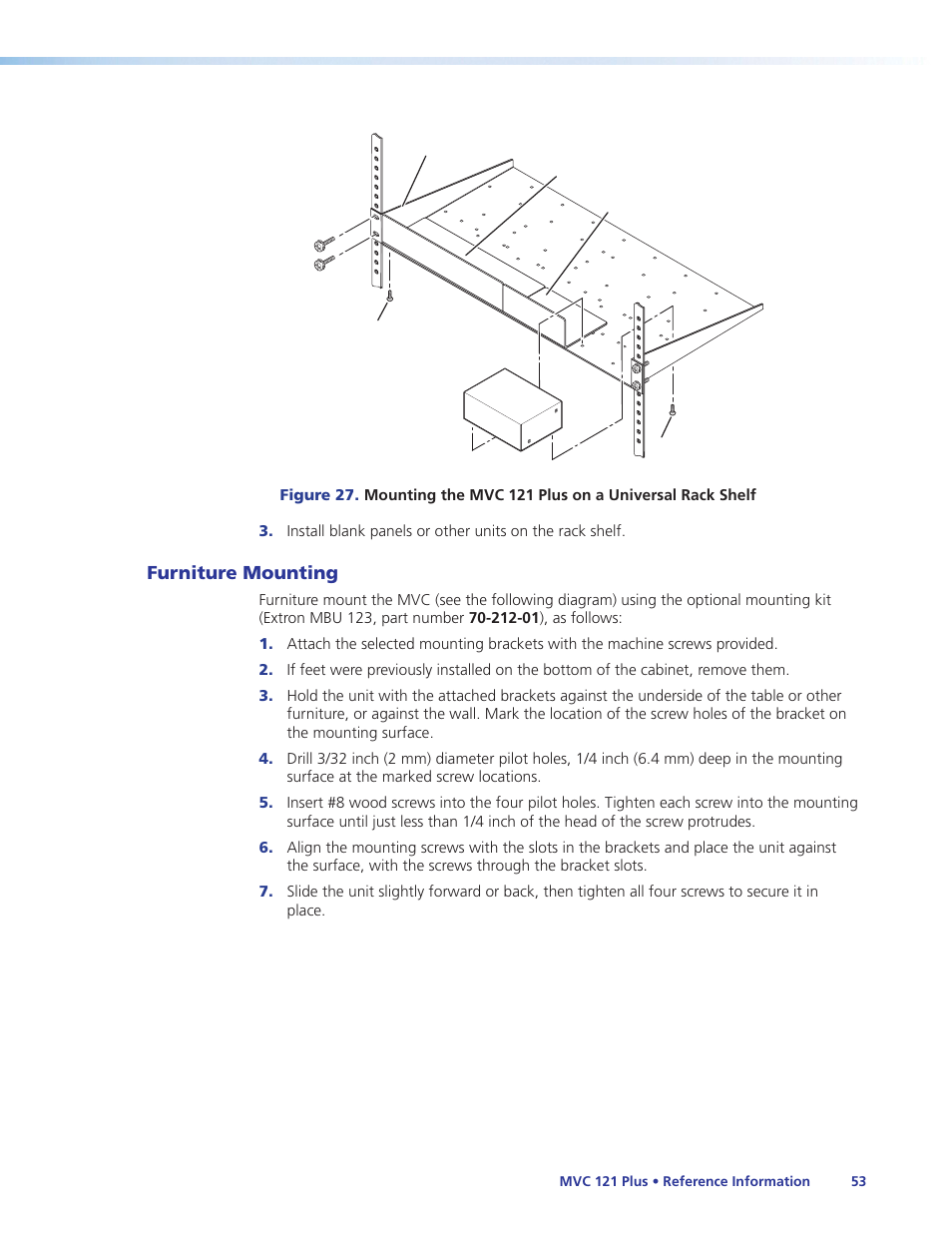 Furniture mounting | Extron Electronics MVC 121 Plus User Guide User Manual | Page 59 / 63