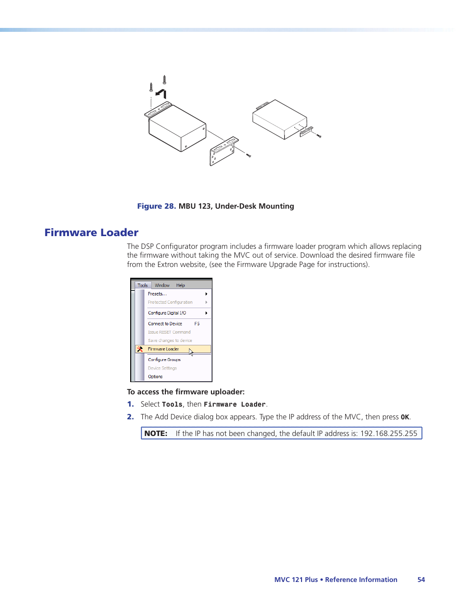 Firmware loader | Extron Electronics MVC 121 Plus User Guide User Manual | Page 60 / 63