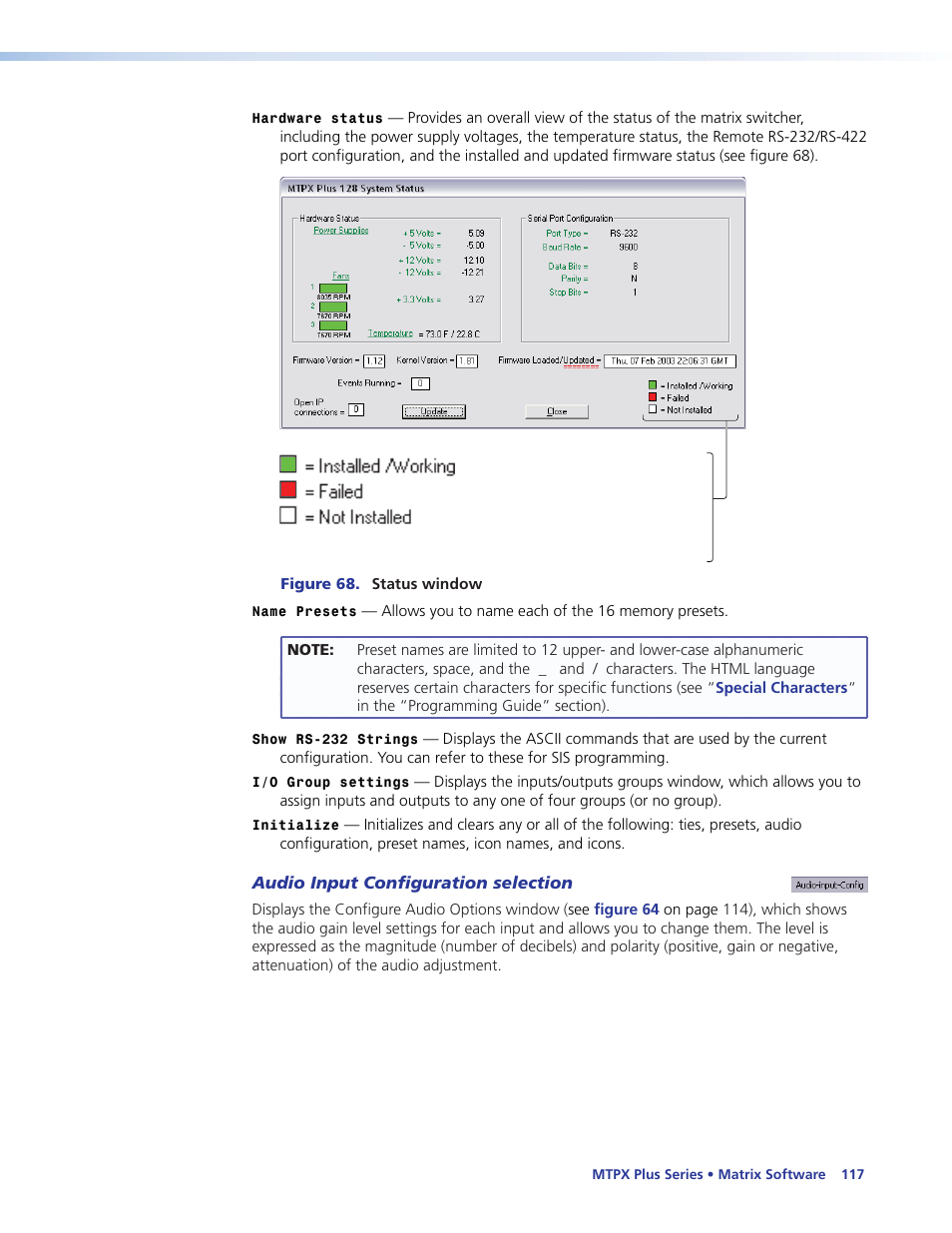 Ogram (see the, Matrix software | Extron Electronics MTPX Plus Series User Guide User Manual | Page 123 / 169