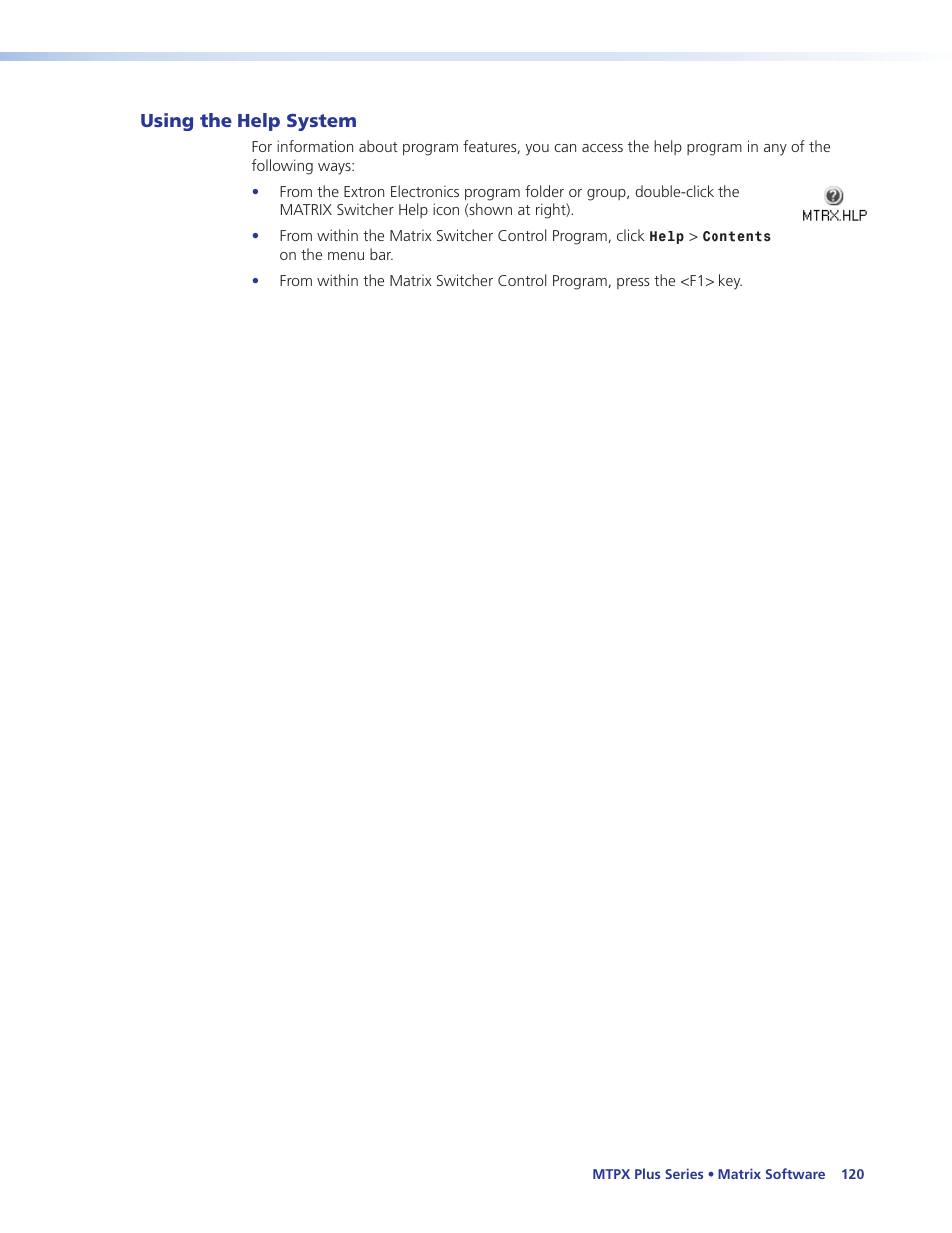 Using the help system | Extron Electronics MTPX Plus Series User Guide User Manual | Page 126 / 169
