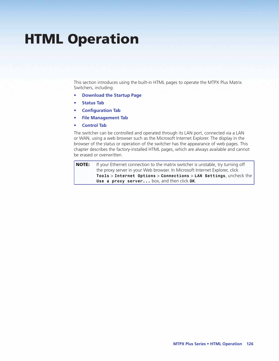 Html operation | Extron Electronics MTPX Plus Series User Guide User Manual | Page 132 / 169