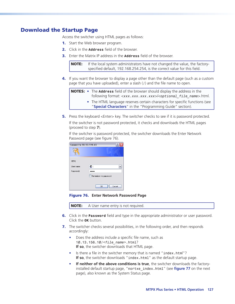 Download the startup page | Extron Electronics MTPX Plus Series User Guide User Manual | Page 133 / 169