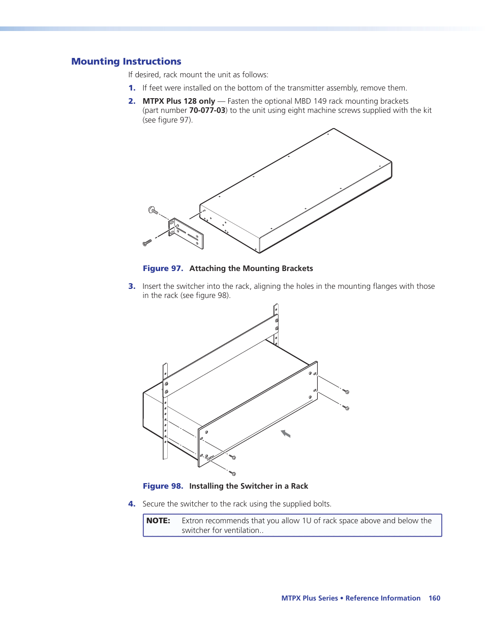 Mounting instructions | Extron Electronics MTPX Plus Series User Guide User Manual | Page 166 / 169