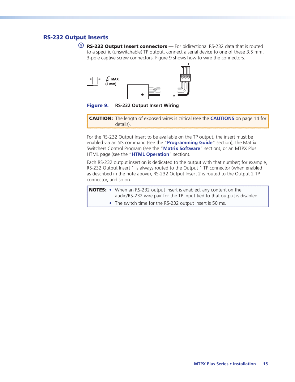 Rs-232 output inserts | Extron Electronics MTPX Plus Series User Guide User Manual | Page 21 / 169