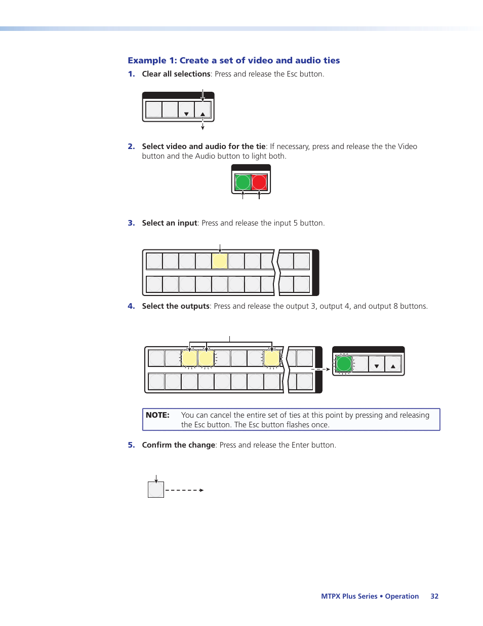 Example 1: create a set of video and audio ties, Creating ties, sets of ties, and configurations | Extron Electronics MTPX Plus Series User Guide User Manual | Page 38 / 169