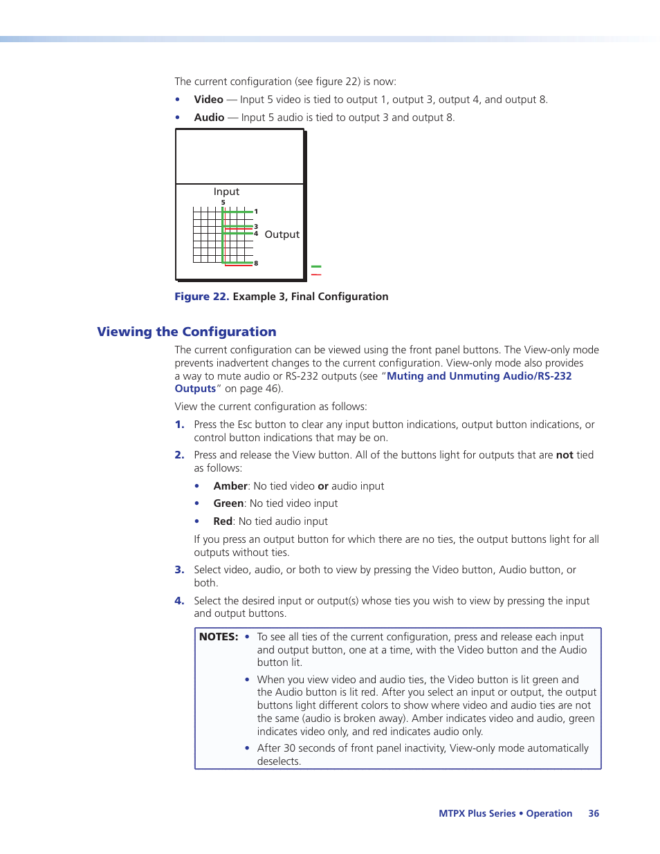 Viewing the configuration, Viewing ties, sets of ties, and configurations | Extron Electronics MTPX Plus Series User Guide User Manual | Page 42 / 169