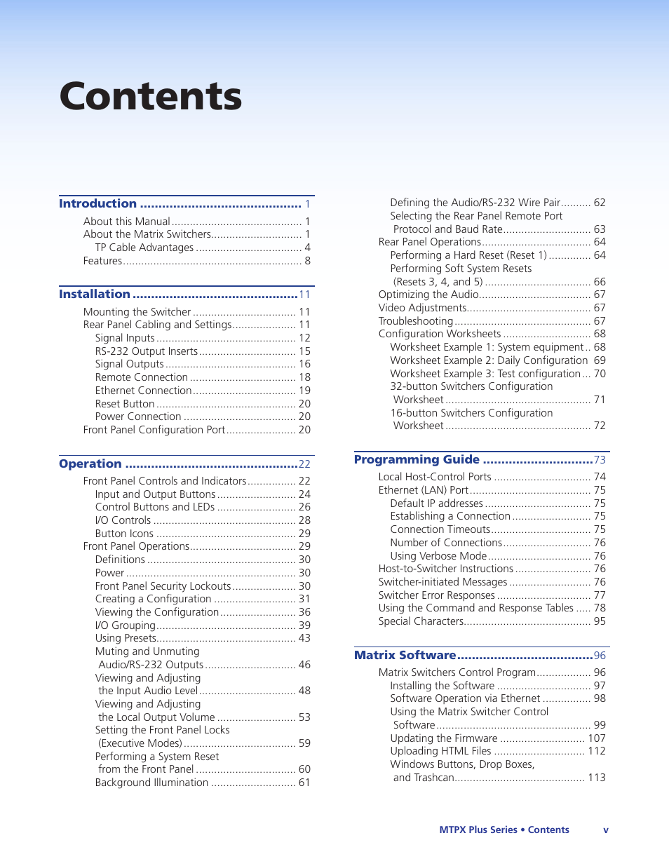 Extron Electronics MTPX Plus Series User Guide User Manual | Page 5 / 169