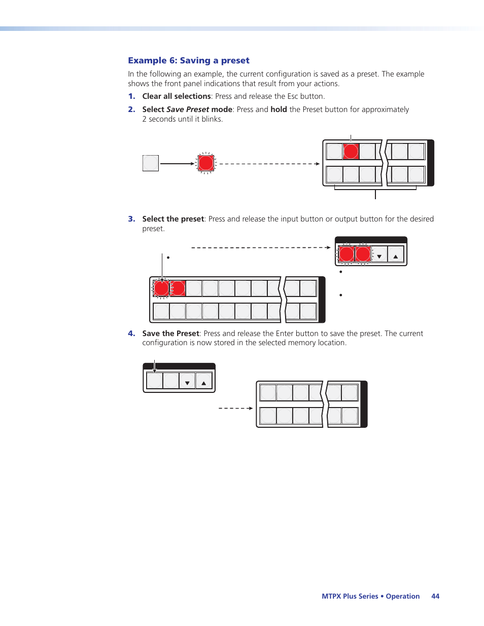 Example 6: saving a preset, Saving a preset | Extron Electronics MTPX Plus Series User Guide User Manual | Page 50 / 169