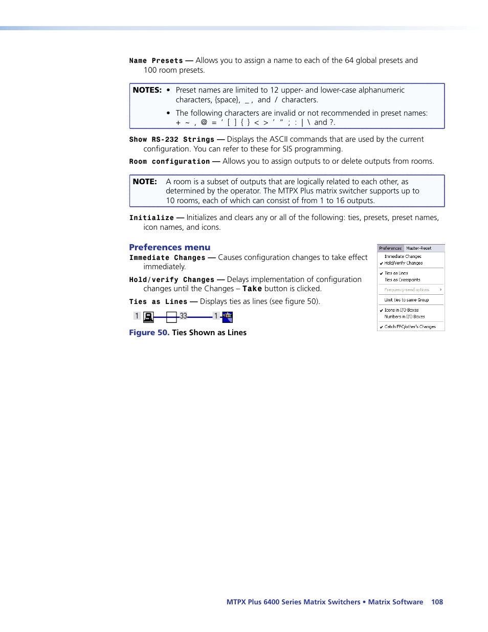 Preferences menu | Extron Electronics MTPX Plus 6400 Series User Guide User Manual | Page 114 / 166