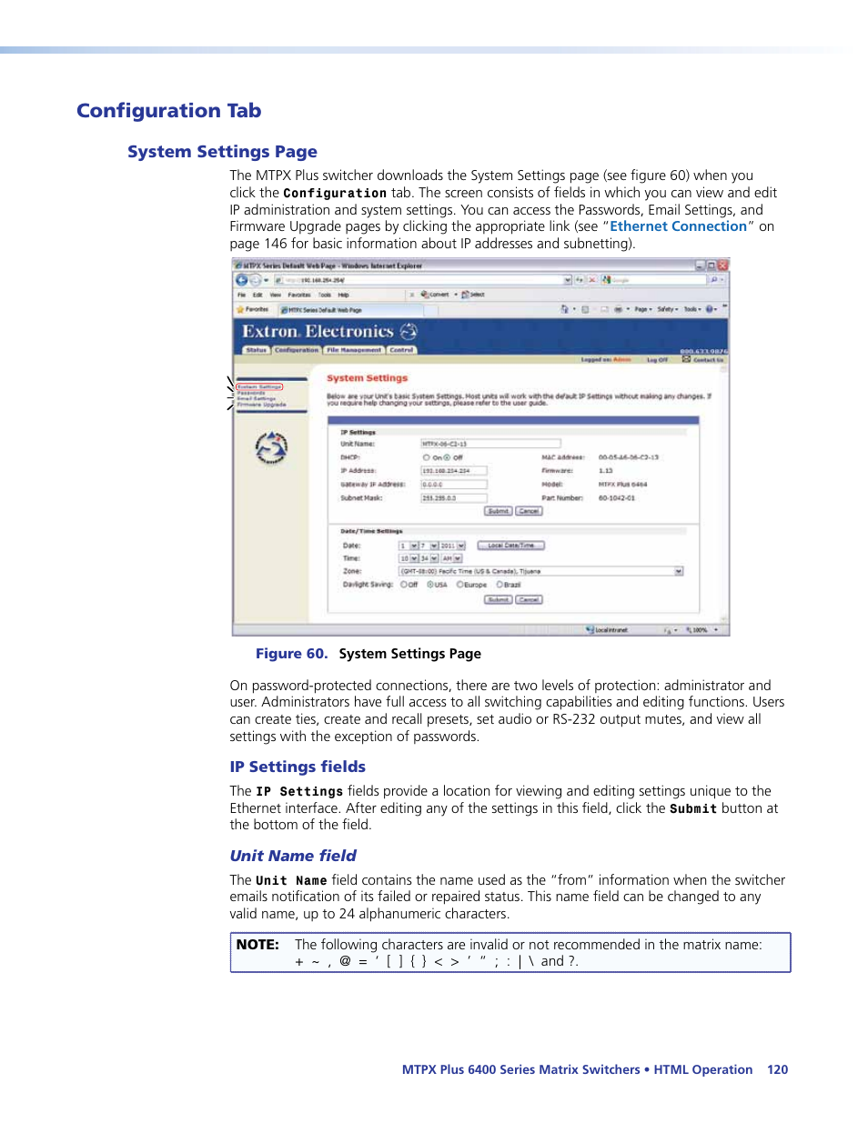 Configuration tab | Extron Electronics MTPX Plus 6400 Series User Guide User Manual | Page 126 / 166