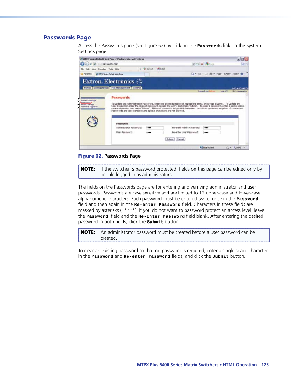 Extron Electronics MTPX Plus 6400 Series User Guide User Manual | Page 129 / 166
