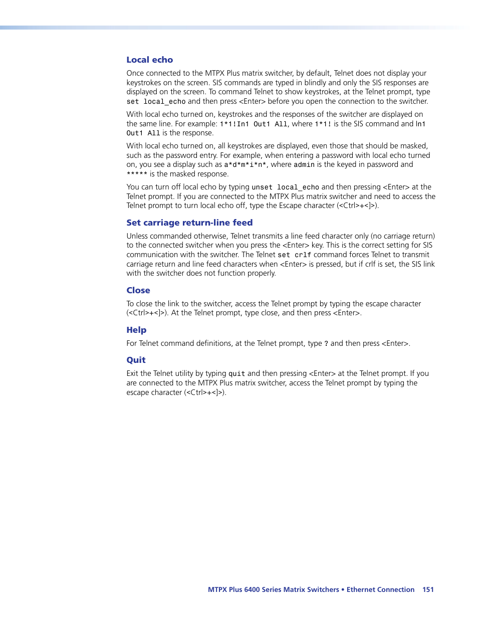 Extron Electronics MTPX Plus 6400 Series User Guide User Manual | Page 157 / 166