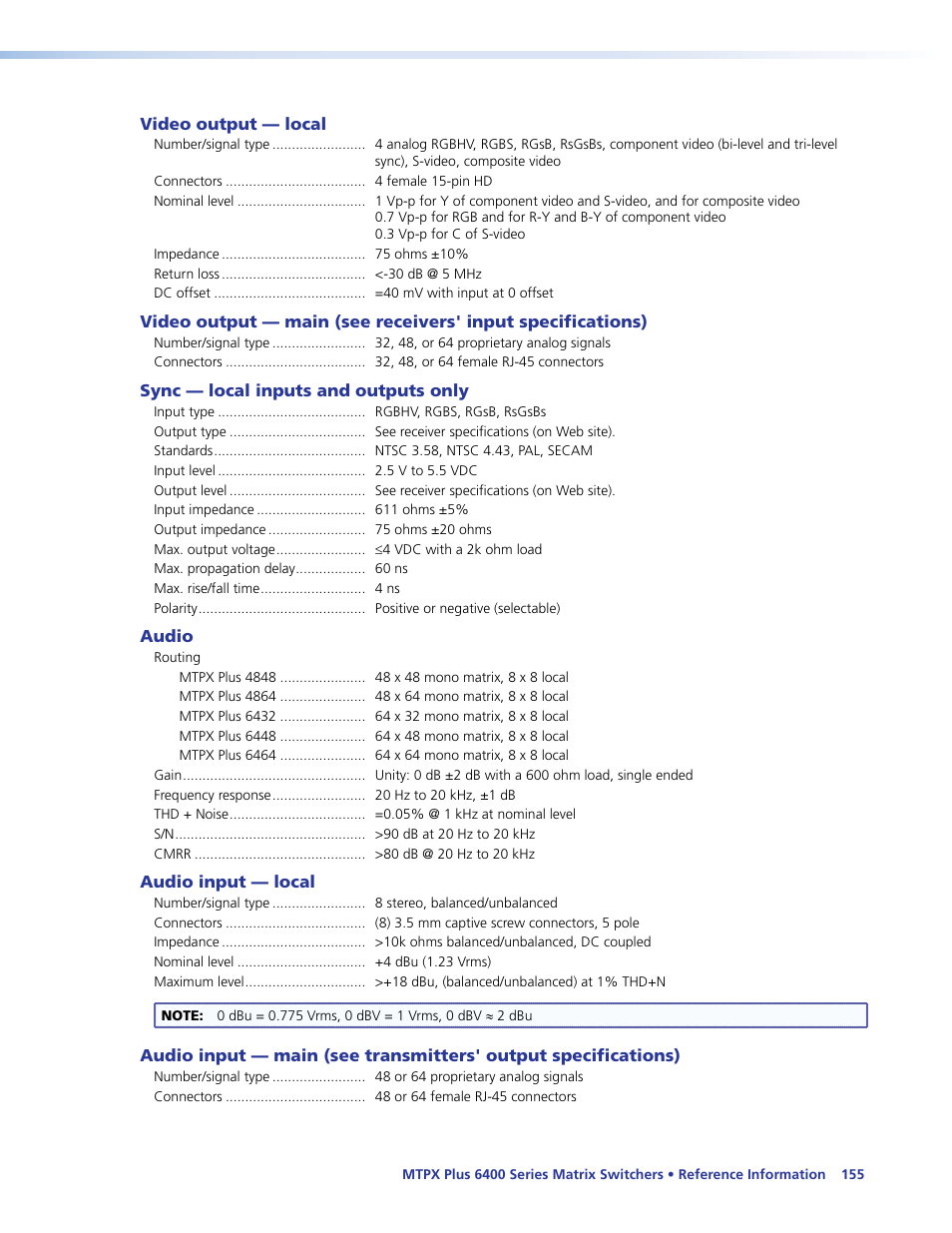 Extron Electronics MTPX Plus 6400 Series User Guide User Manual | Page 161 / 166