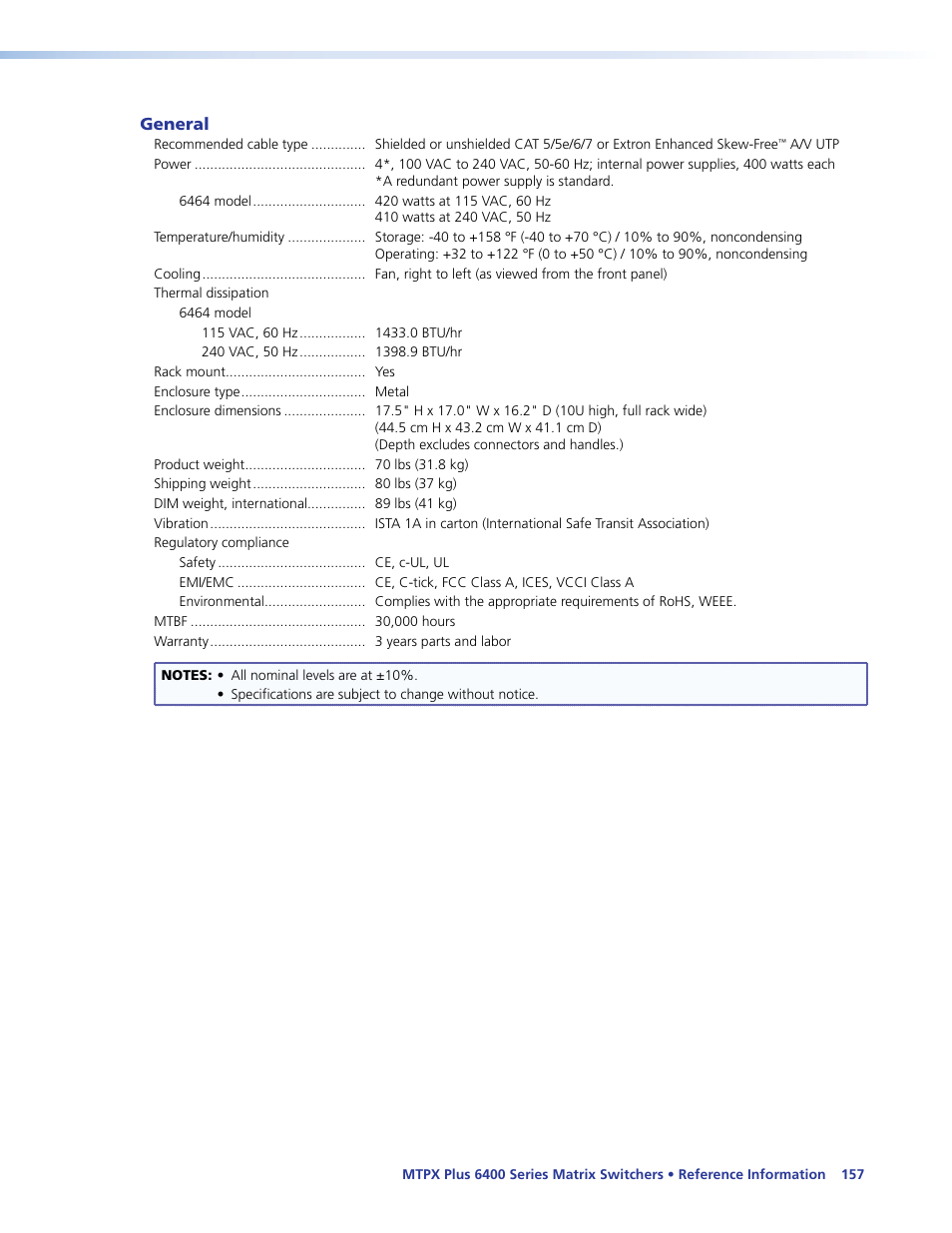 Extron Electronics MTPX Plus 6400 Series User Guide User Manual | Page 163 / 166