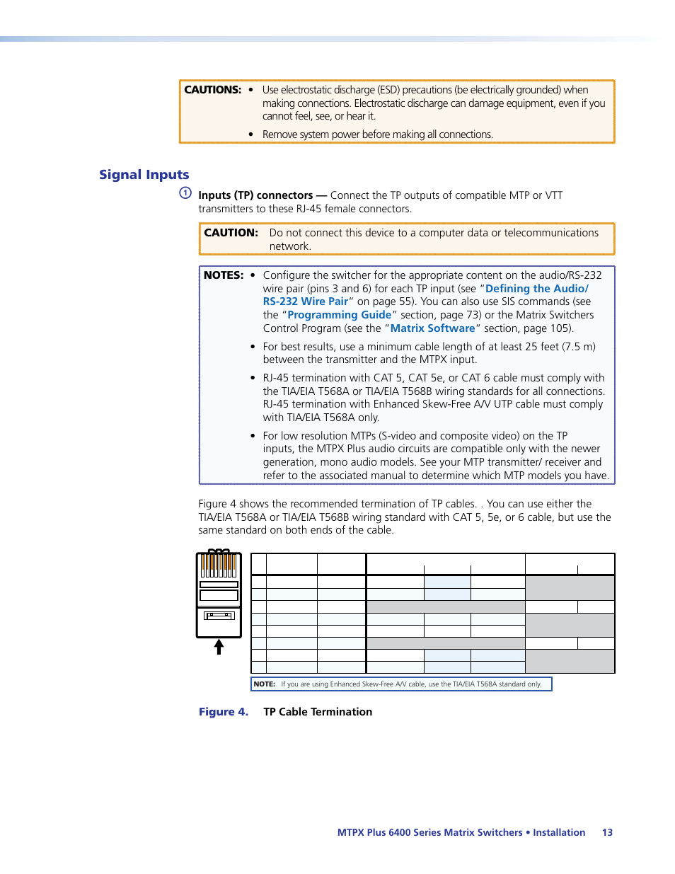 Signal inputs | Extron Electronics MTPX Plus 6400 Series User Guide User Manual | Page 19 / 166