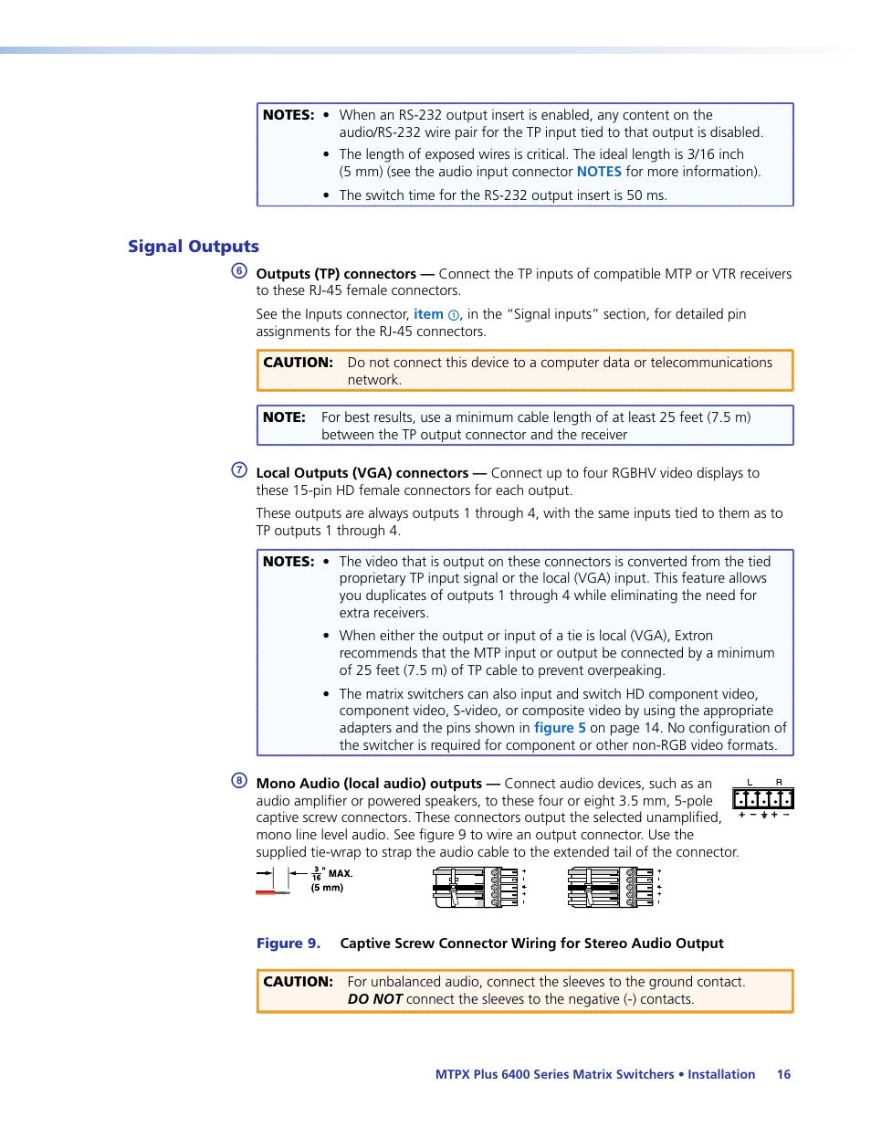 Signal outputs, Figure 9 | Extron Electronics MTPX Plus 6400 Series User Guide User Manual | Page 22 / 166