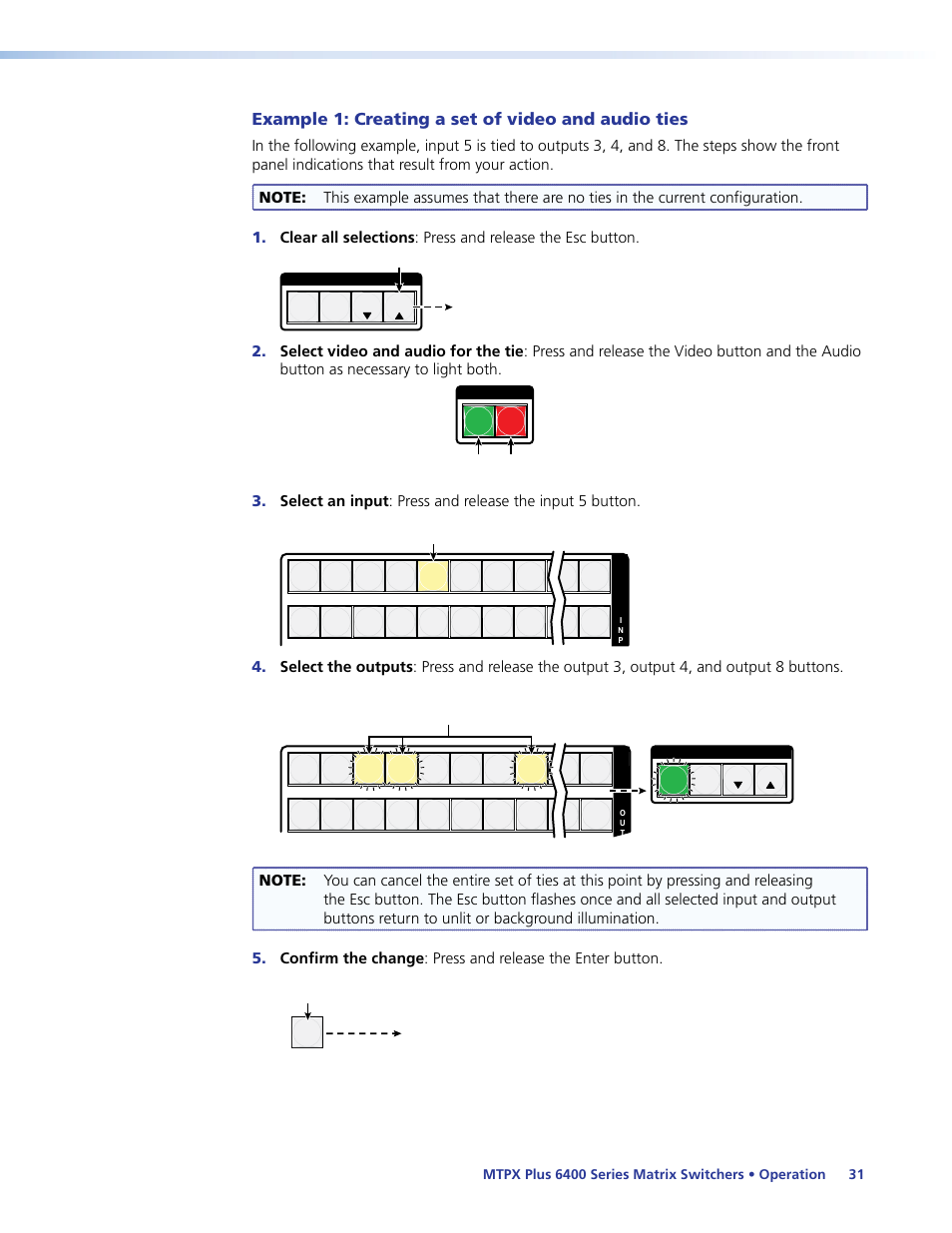 Example 1: creating a set of video and audio ties | Extron Electronics MTPX Plus 6400 Series User Guide User Manual | Page 37 / 166