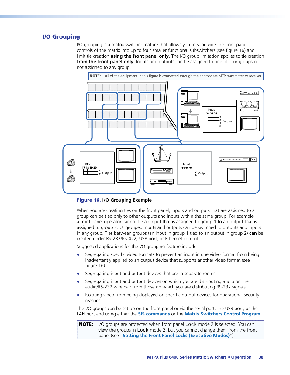 I/o grouping, Creating i/o groups | Extron Electronics MTPX Plus 6400 Series User Guide User Manual | Page 44 / 166