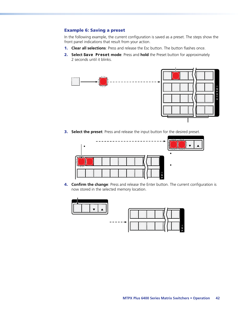 Example 6: saving a preset, Saving a preset | Extron Electronics MTPX Plus 6400 Series User Guide User Manual | Page 48 / 166
