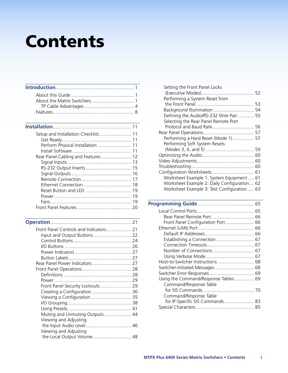 Extron Electronics MTPX Plus 6400 Series User Guide User Manual | Page 5 / 166