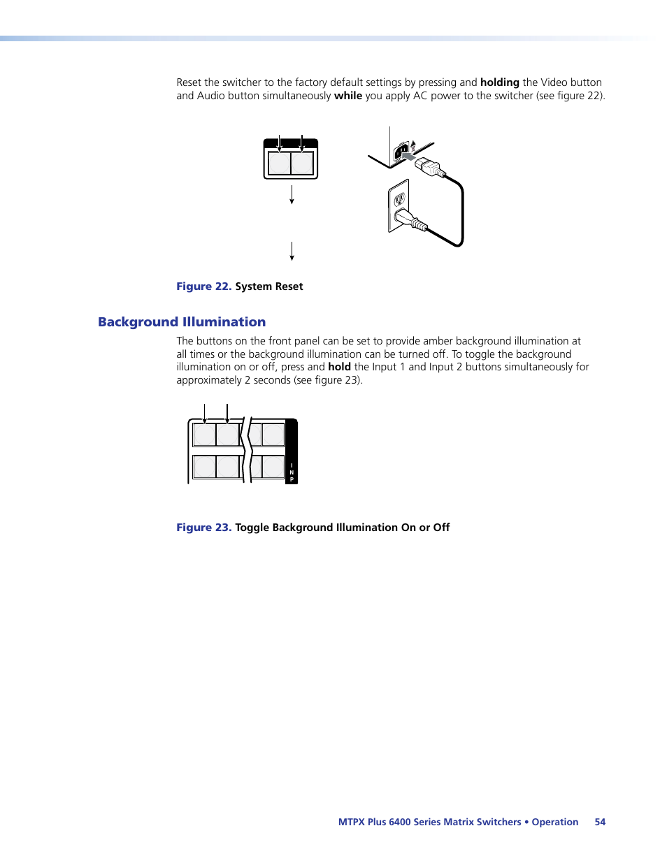 Background illumination, Toggling background illumination on and off | Extron Electronics MTPX Plus 6400 Series User Guide User Manual | Page 60 / 166