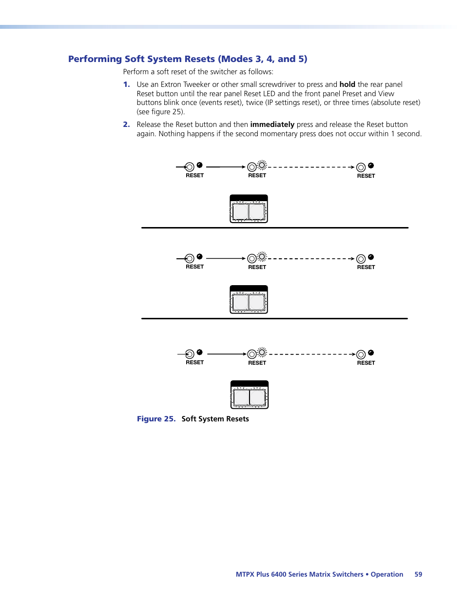 Performing soft system resets (modes 3, 4, and 5), Performing soft system resets, Modes 3, 4, and 5) | Figure 25. soft system resets | Extron Electronics MTPX Plus 6400 Series User Guide User Manual | Page 65 / 166