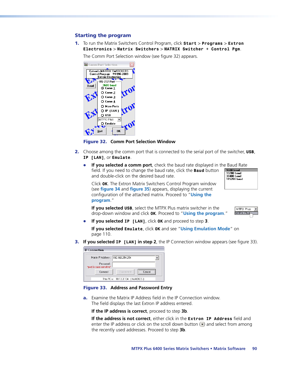 Starting the program, Oceed to | Extron Electronics MTPX Plus 6400 Series User Guide User Manual | Page 96 / 166