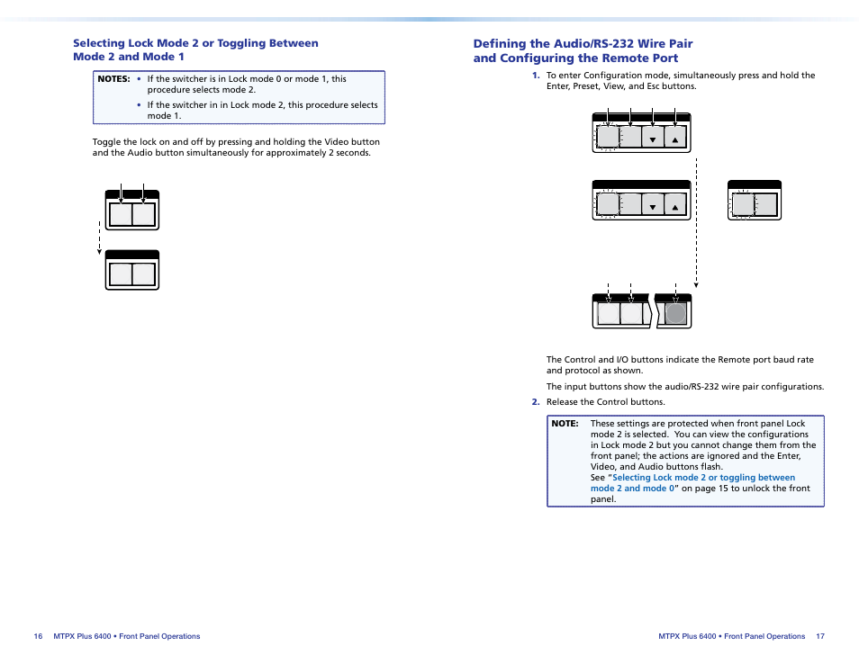 Defining the audio/rs-232, Wire pair and configuring the remote port, Defining the | Extron Electronics MTPX Plus 6400 Series Setup Guide User Manual | Page 13 / 29