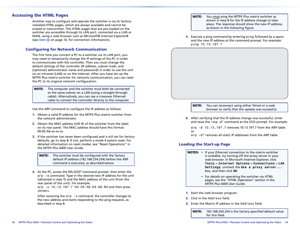 Configuring for network communication, Which you can use to operate, Configuring | For network communication, Controller (see, Accessing the html pages | Extron Electronics MTPX Plus 6400 Series Setup Guide User Manual | Page 26 / 29