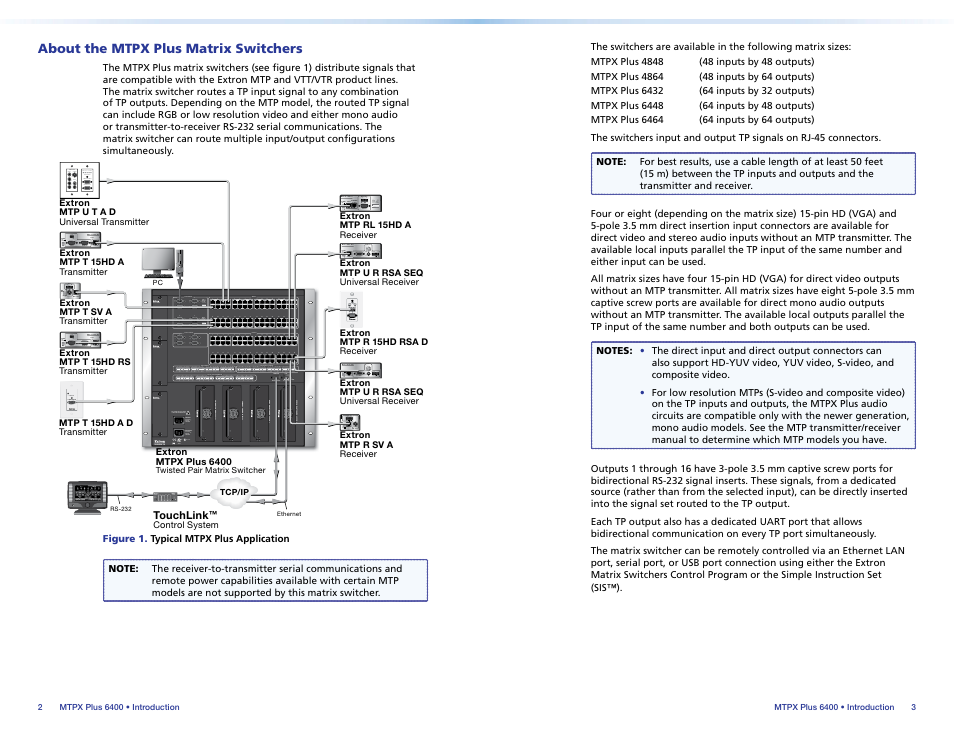 About the mtpx plus matrix switchers, About the mtpx plus, Matrix switchers | Extron Electronics MTPX Plus 6400 Series Setup Guide User Manual | Page 6 / 29