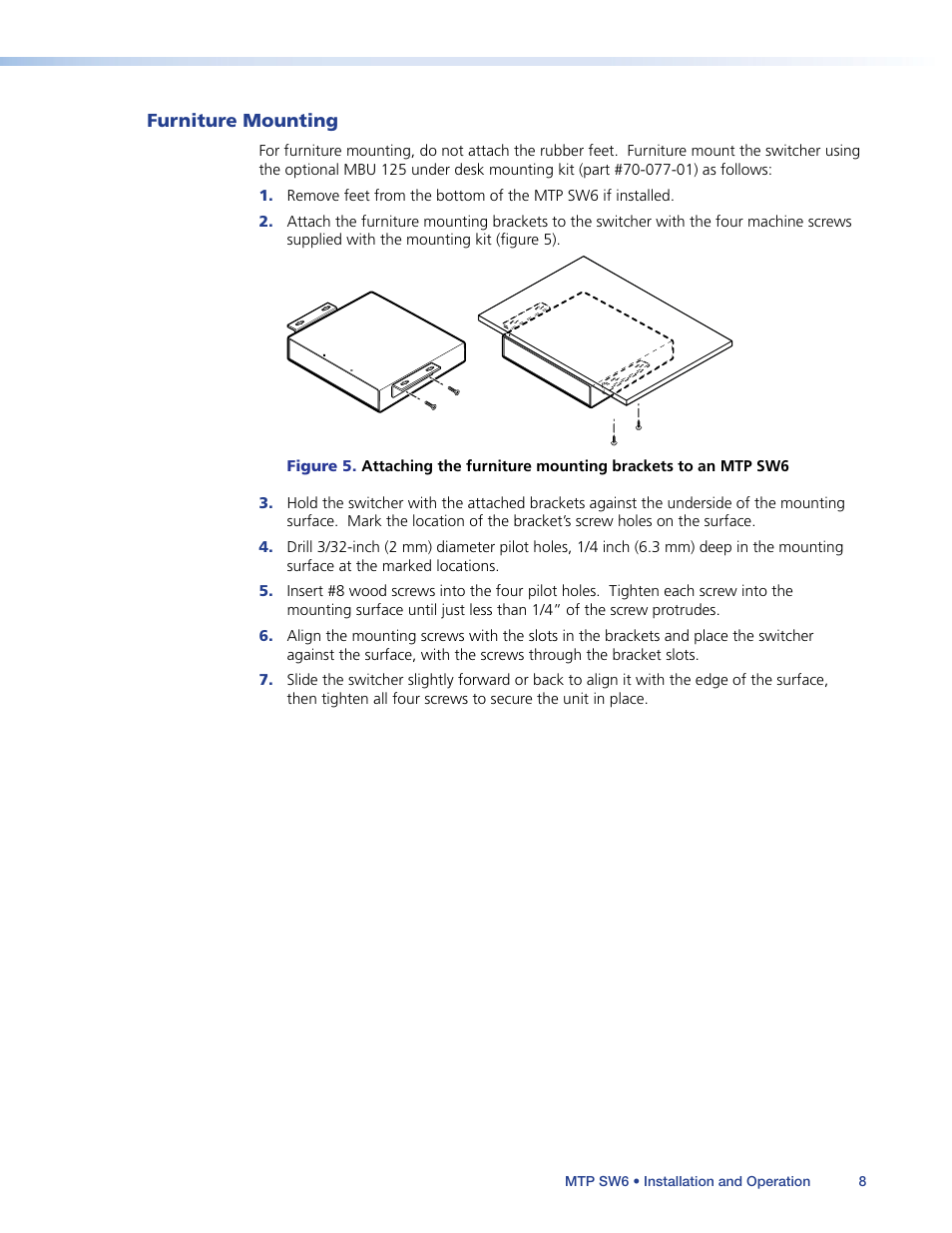 Furniture mounting | Extron Electronics MTP SW6 User Guide User Manual | Page 12 / 38