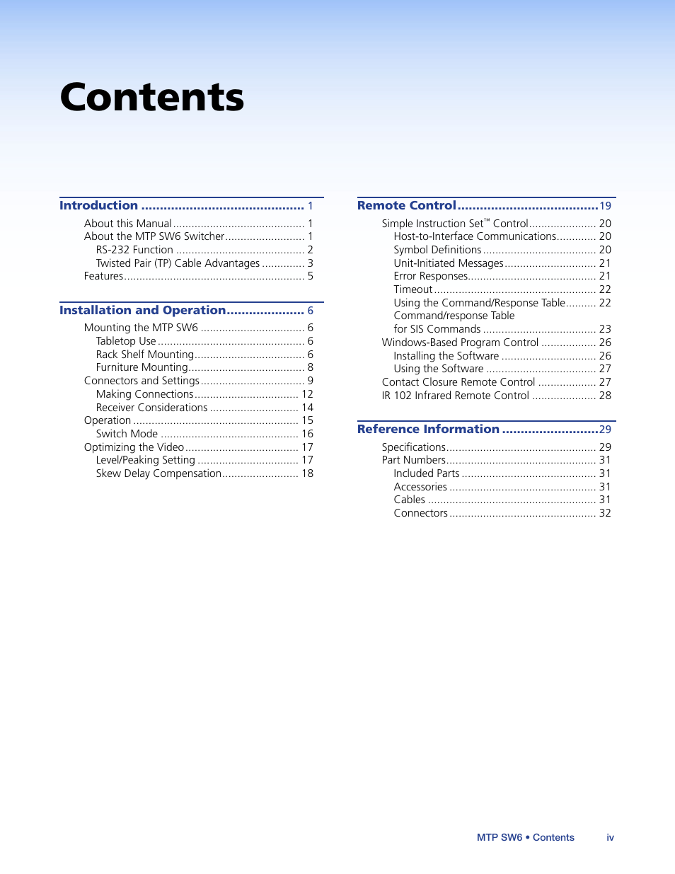 Extron Electronics MTP SW6 User Guide User Manual | Page 4 / 38