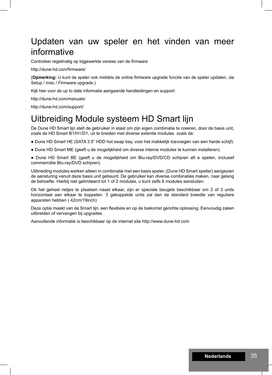 Uitbreiding module systeem hd smart lijn | DUNE HD Smart D1 User Manual | Page 35 / 76
