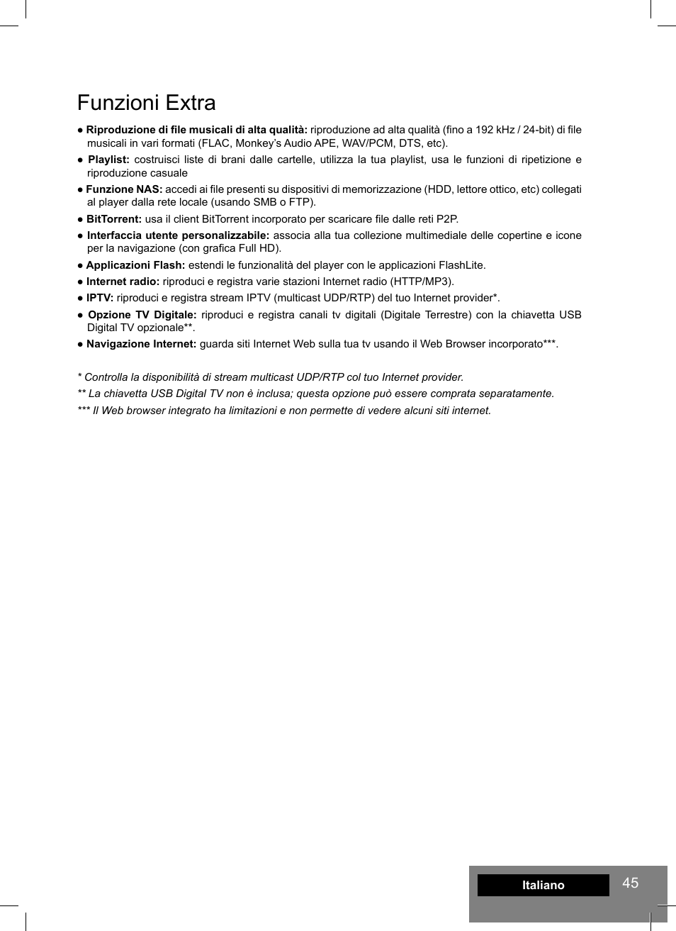 Funzioni extra | DUNE HD Smart D1 User Manual | Page 45 / 76
