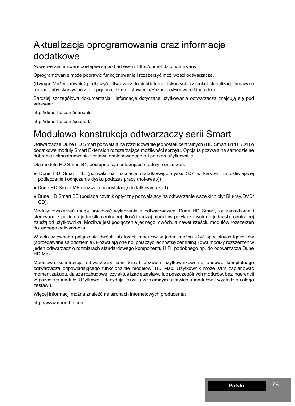 Modułowa konstrukcja odtwarzaczy serii smart | DUNE HD Smart D1 User Manual | Page 75 / 76