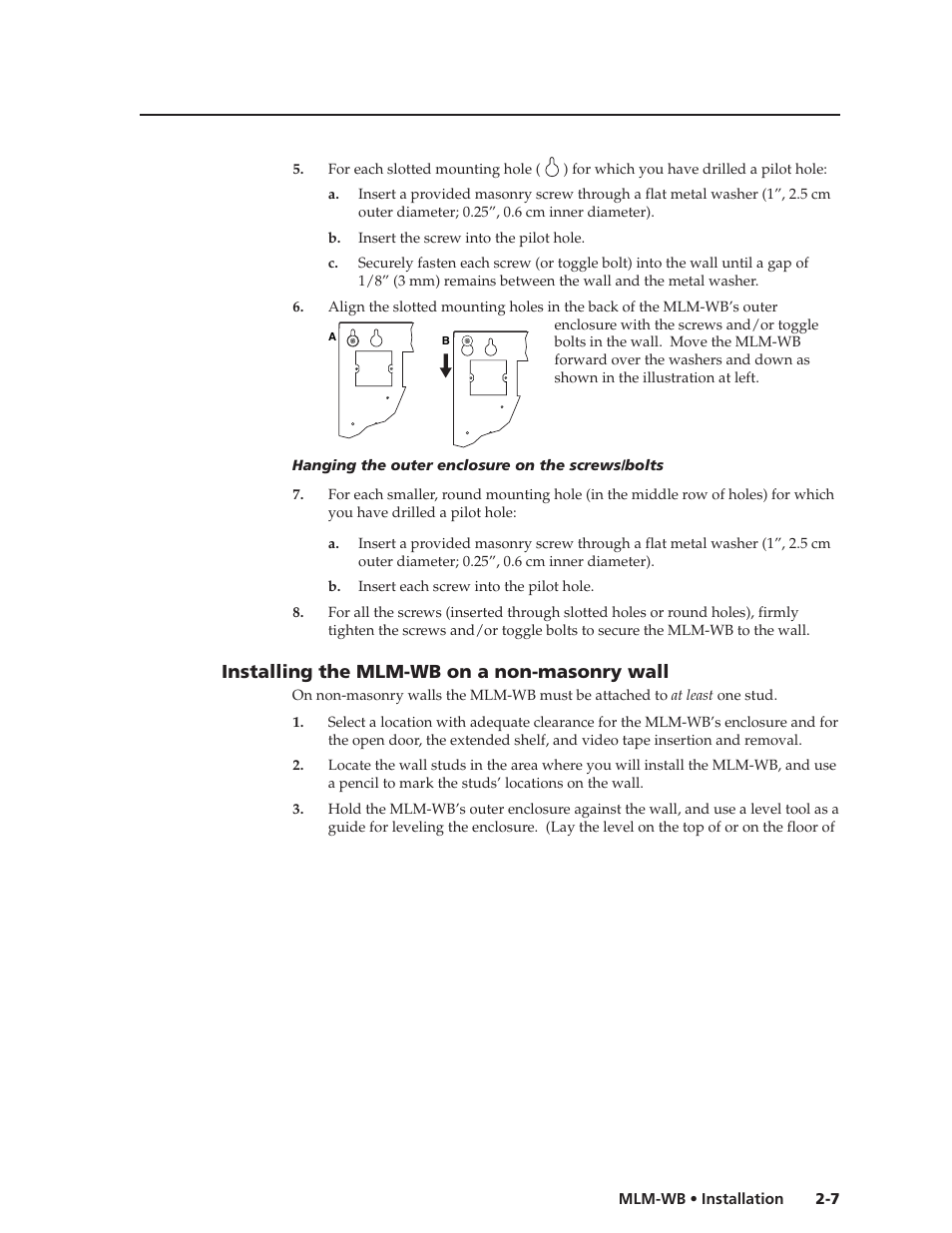 Installing the mlm-wb on a non-masonry wall, Installing the mlm-wb on a non-masonry wall -7 | Extron Electronics MLM-WB+ User Guide User Manual | Page 13 / 34