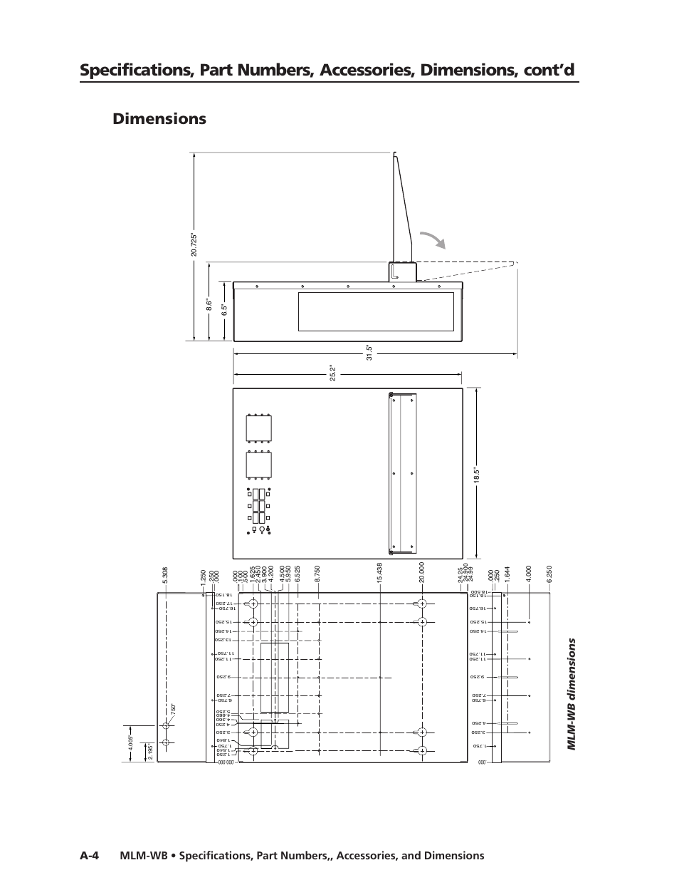 Dimensions, Mlm-wb dimensions | Extron Electronics MLM-WB+ User Guide User Manual | Page 32 / 34