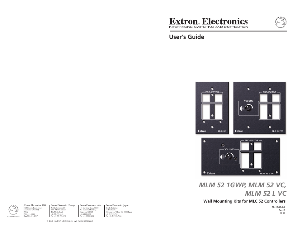 Extron Electronics MLM 52 L VC User Guide User Manual | 10 pages