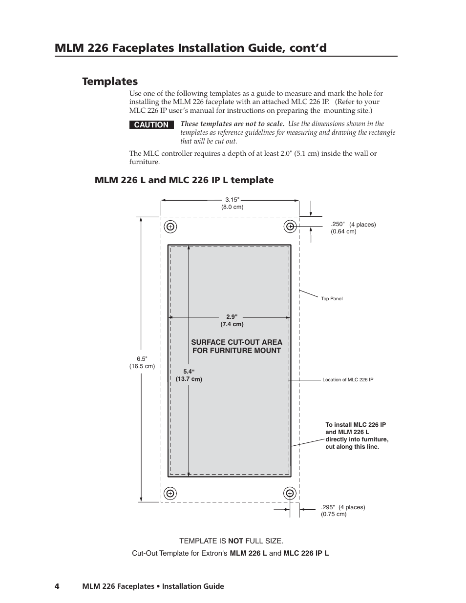 Mlm 226 faceplates installation guide, cont’d, Templates | Extron Electronics MLM 226 Faceplates User Manual | Page 4 / 8