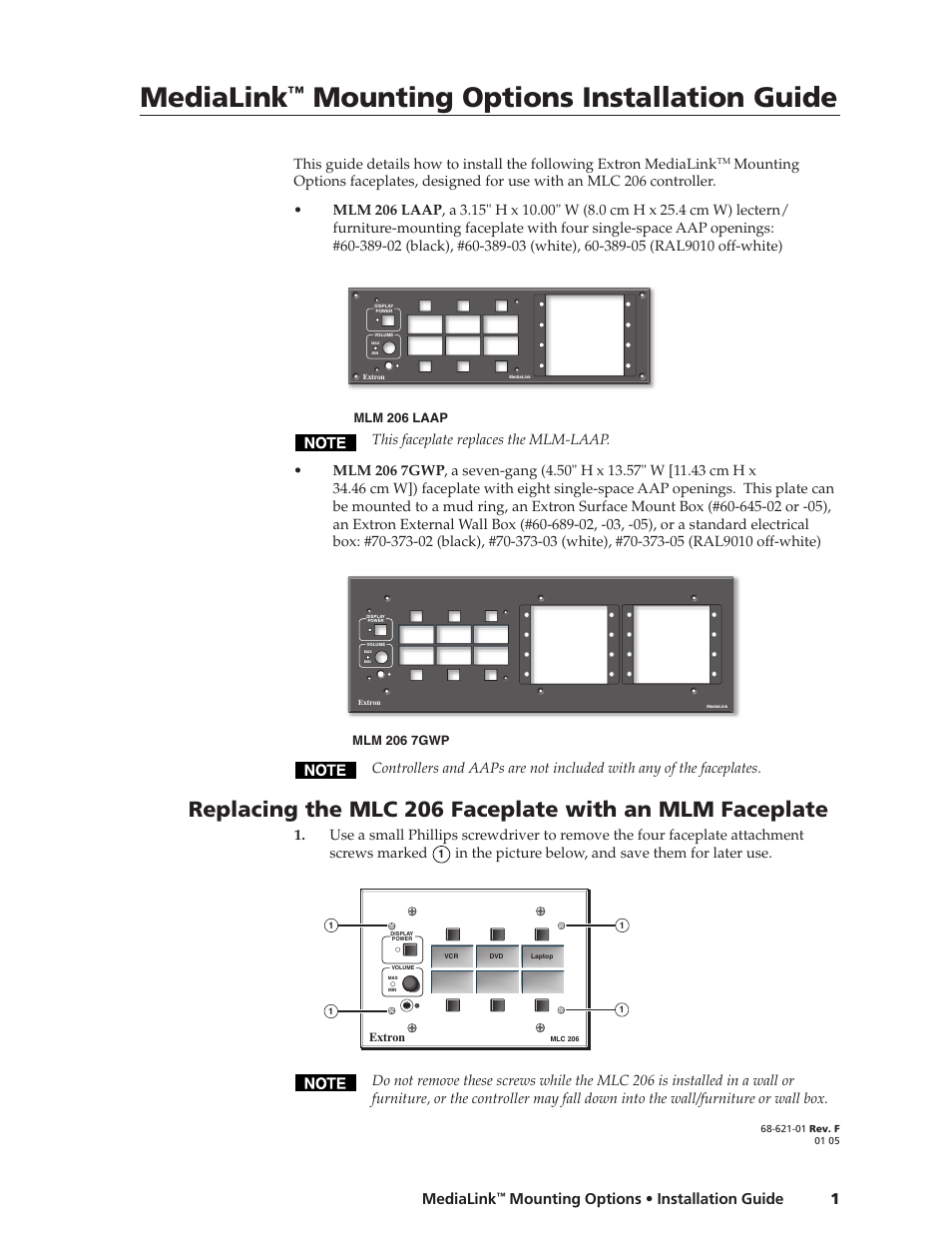 Extron Electronics MLM 206 7GWP User Manual | 4 pages