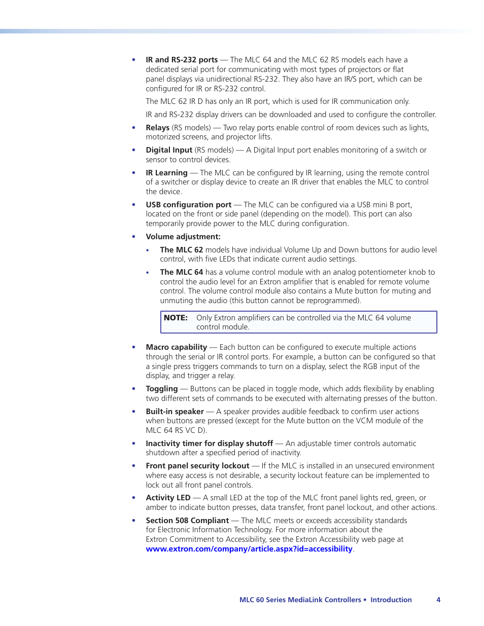 Extron Electronics MLC 60 Series User Guide User Manual | Page 10 / 79