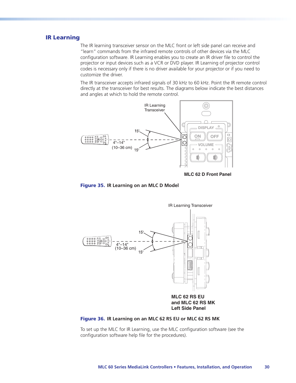 Ir learning, Ess (see, Later in this section) | Extron | Extron Electronics MLC 60 Series User Guide User Manual | Page 36 / 79