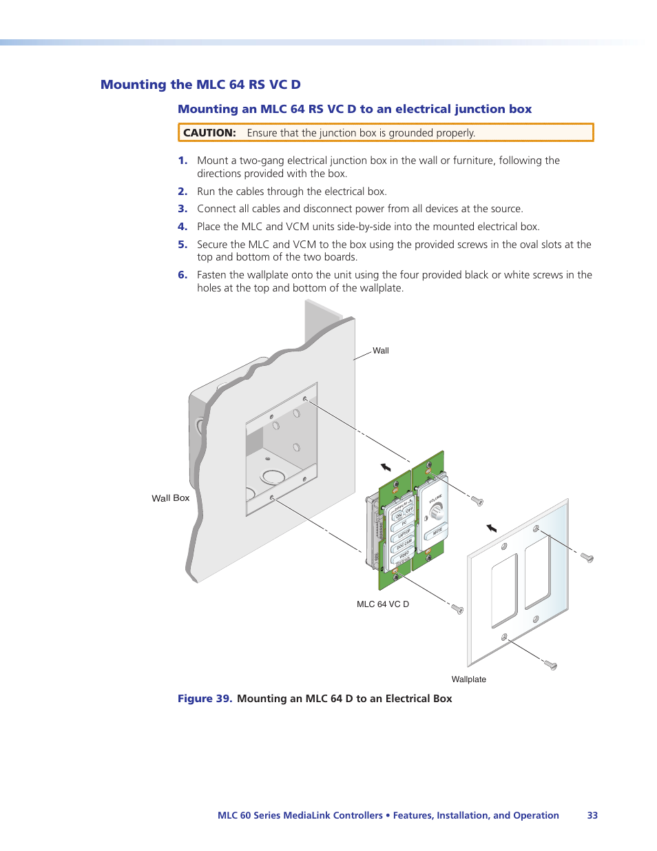 Mounting the mlc 64 rs vc d | Extron Electronics MLC 60 Series User Guide User Manual | Page 39 / 79