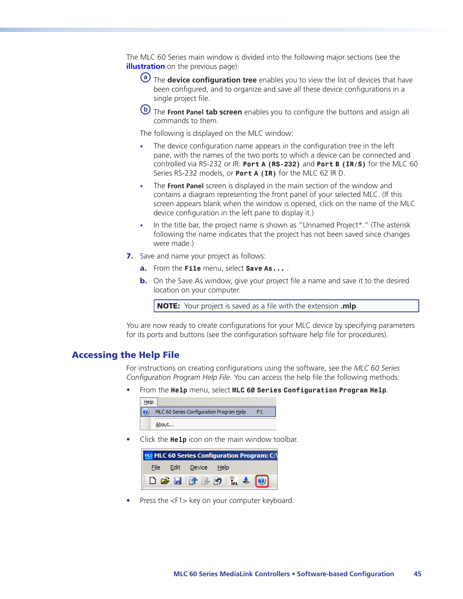 Accessing the help file | Extron Electronics MLC 60 Series User Guide User Manual | Page 51 / 79