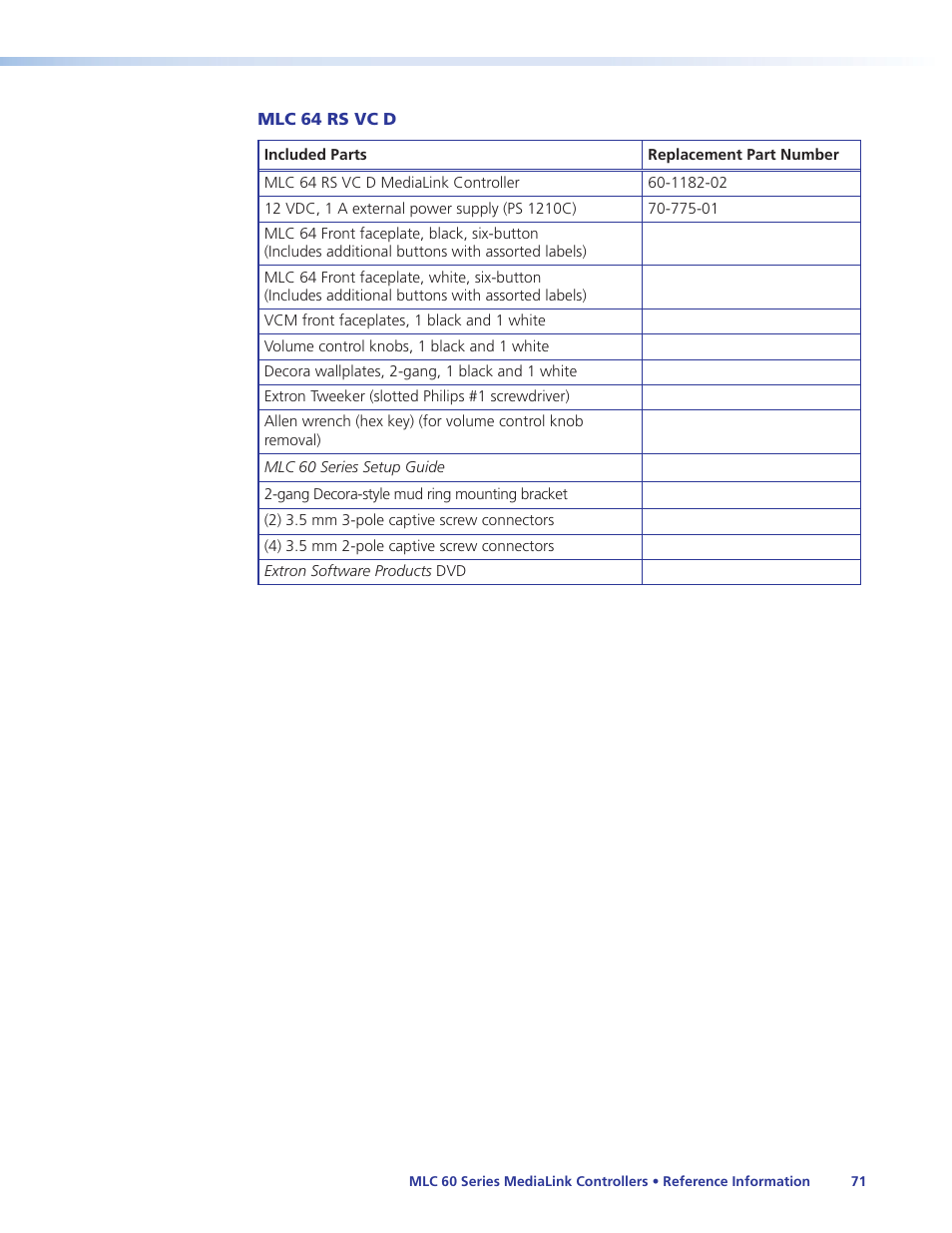 Extron Electronics MLC 60 Series User Guide User Manual | Page 77 / 79